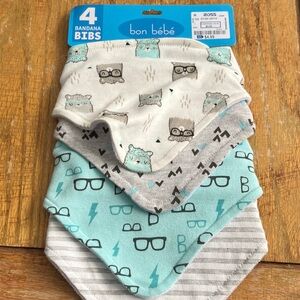 Bon Bebe Bandana Bibs Set - Cream, Gray, Blue